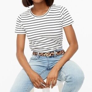 J. Crew Girlfriend Tee in Navy and White Stripe